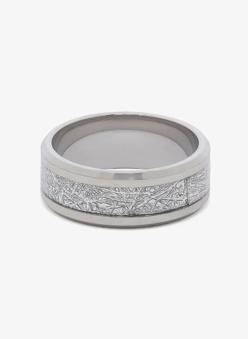 Seventy Five Tungsten Carbide Ring with a meteorite-Style Inlay